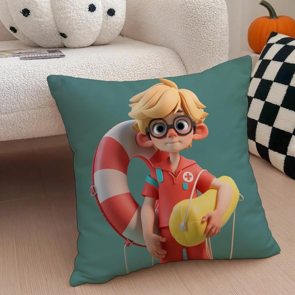 Fun Casual Western Cooking Mama Game Cartoon Cushion Cover Throw Pillow Cover Hidden Button Durable Polyester Chair Cushion