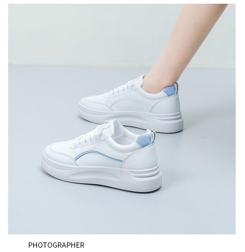 Korean Style Women's Platform Sneakers - Spring 2024 Casual White Shoes