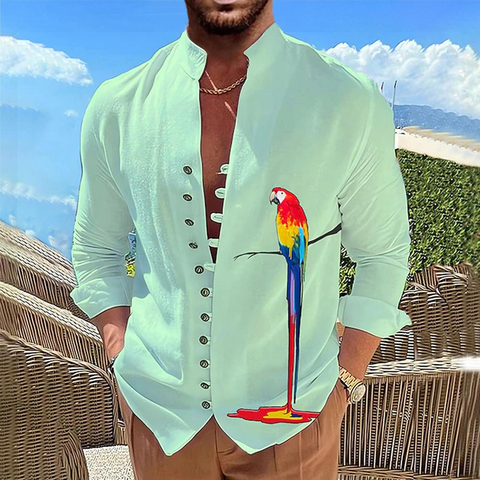 

Новая мужская повседневная свободная рубашка из хлопка и льна в стиле ретро с длинными рукавами M зелёный