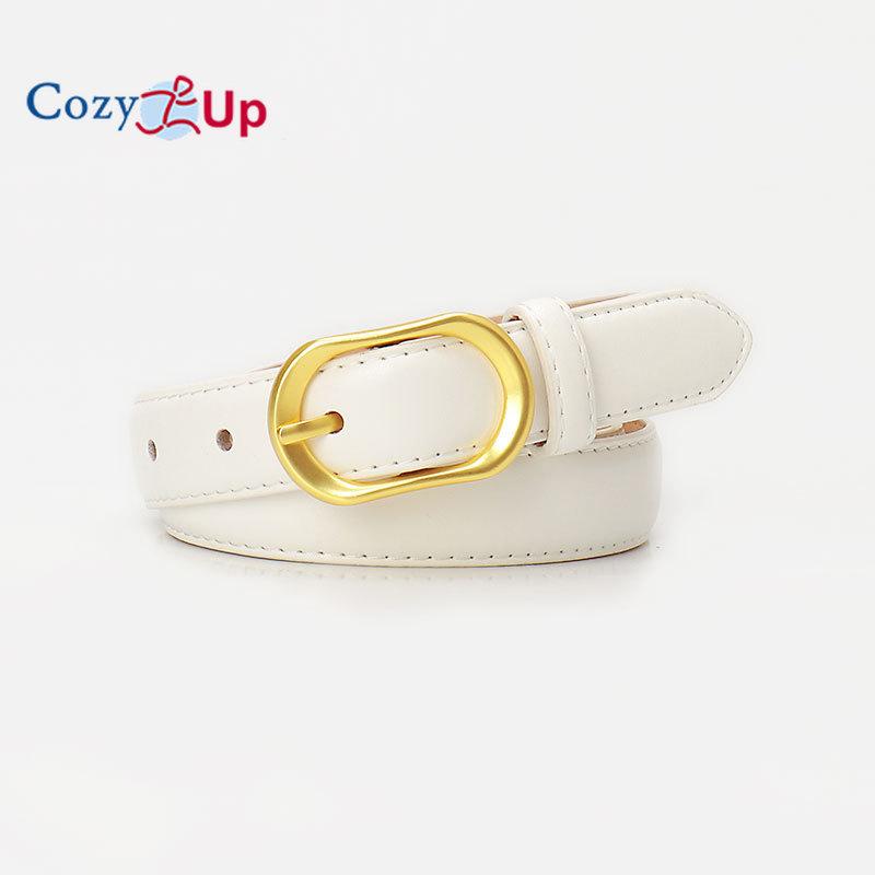 Women's Leather Belts for Jeans Dress Pants Ladies Waist Belt Skinny Belt with Fashion Gold Buckle