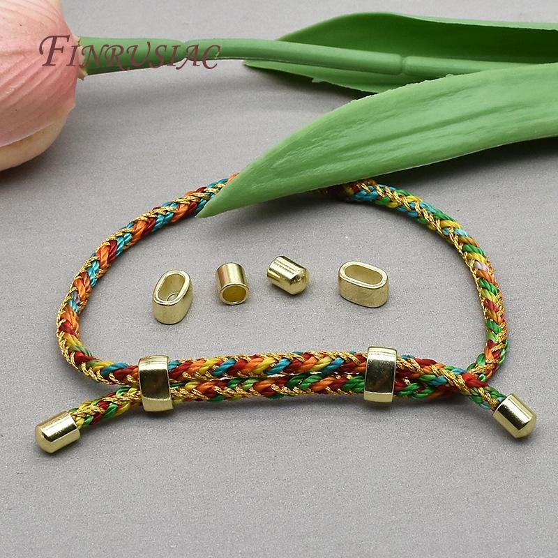 DIY Leather Cord Bracelet Fittings 18K Gold Plated Clasp End Cap Spacer Bead Connector Findings,Leather Cords End Tip Beads Caps