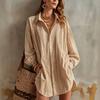 Women's Pleated Lapel Blouse Loose Fit Versatile Top for Work Commute and Daily Wear