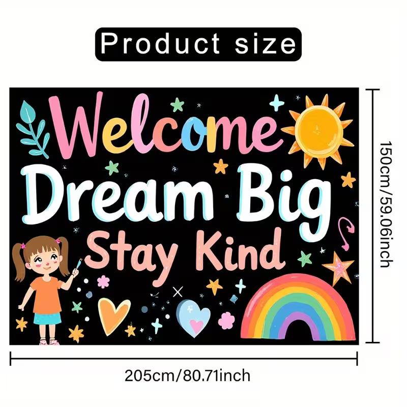 2D Positive Quote Welcome Backdrop - Kids Room Wall Decor Background