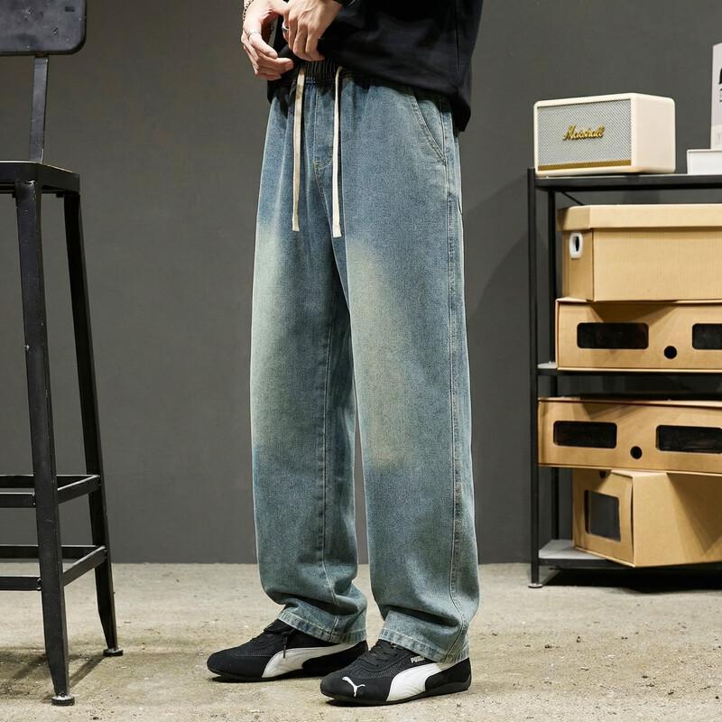 Men's Retro Washed Loose Straight Jeans