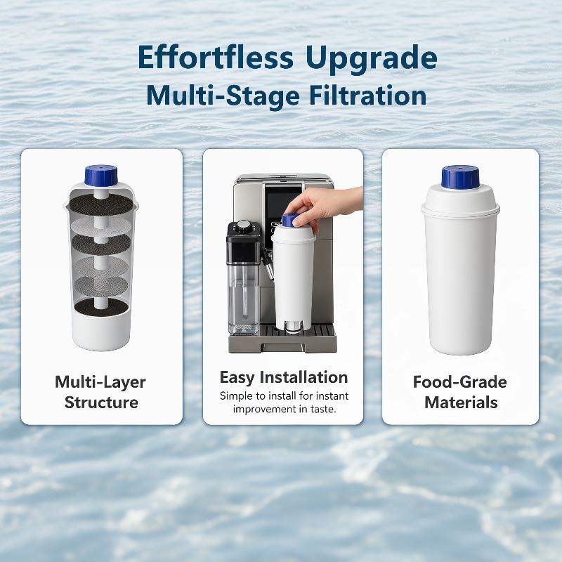 3pcs Activated Soft Water Filter for DLSC002 ECAM Efficient At Removing Contaminants for Better Tasting Coffee