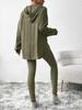 Autumn/Winter 2025 Ribbed Hooded Long Sleeve Casual Women's Set