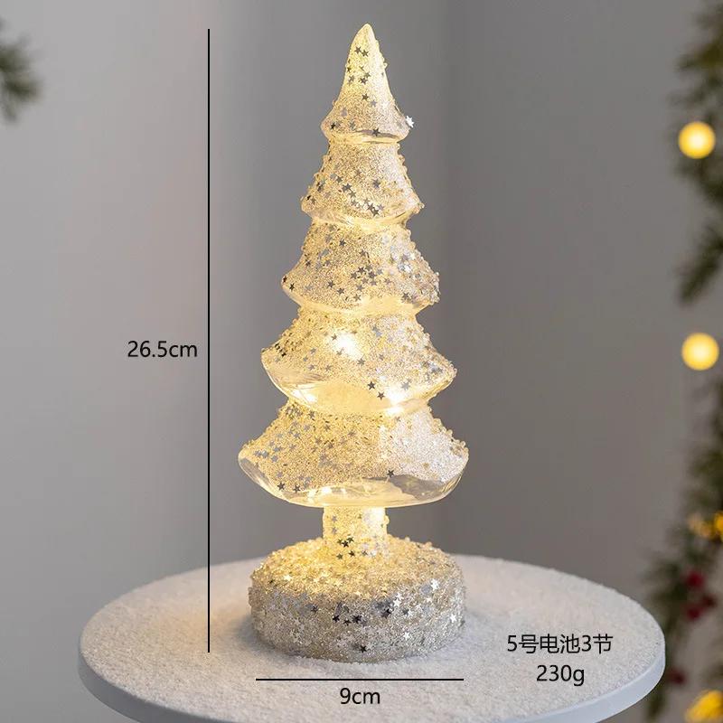 Glowing Glass Christmas Tree Ornaments Home Luminous Desktop Decoration Led Night Light Party Xmas Decorations Festival Kid Gift