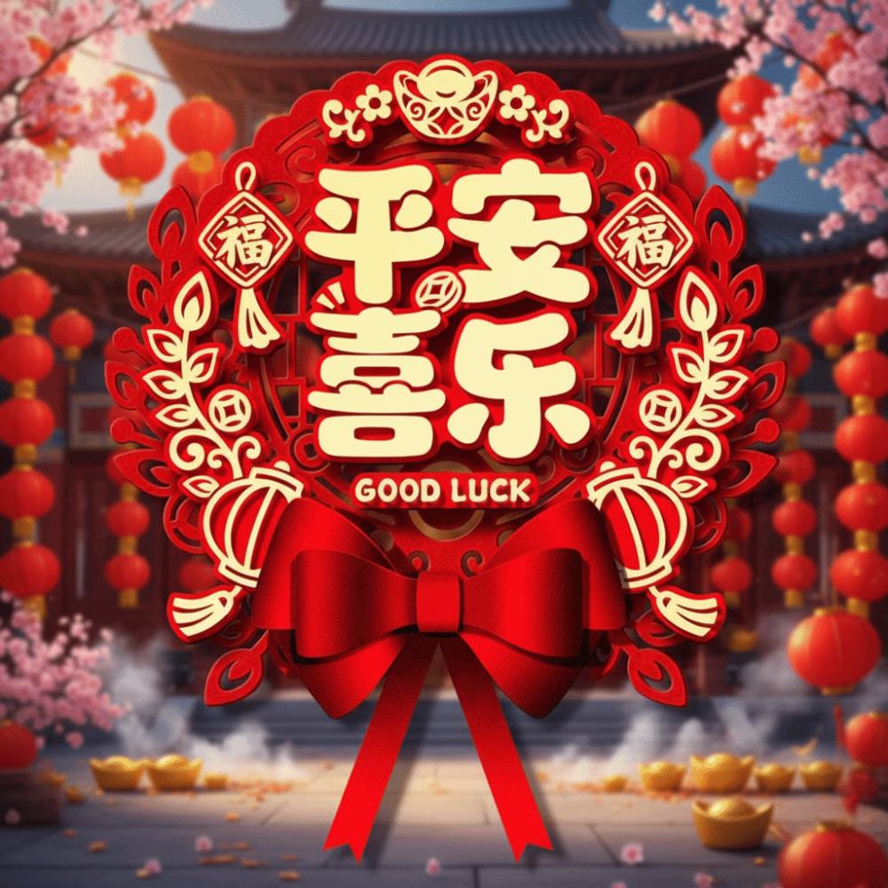 Flocked New Year Door Sticker Thickened Horse Year Door Sticker Fortune Character Door Decoration