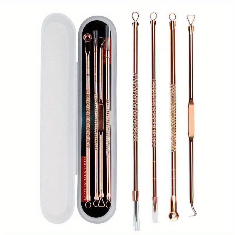 

4 шт./пакет Екстрактор чорних цяток Rose Gold Очищувач від чорних крапок Засіб від прищів Набори голок Інструмент для очищення пор Gold