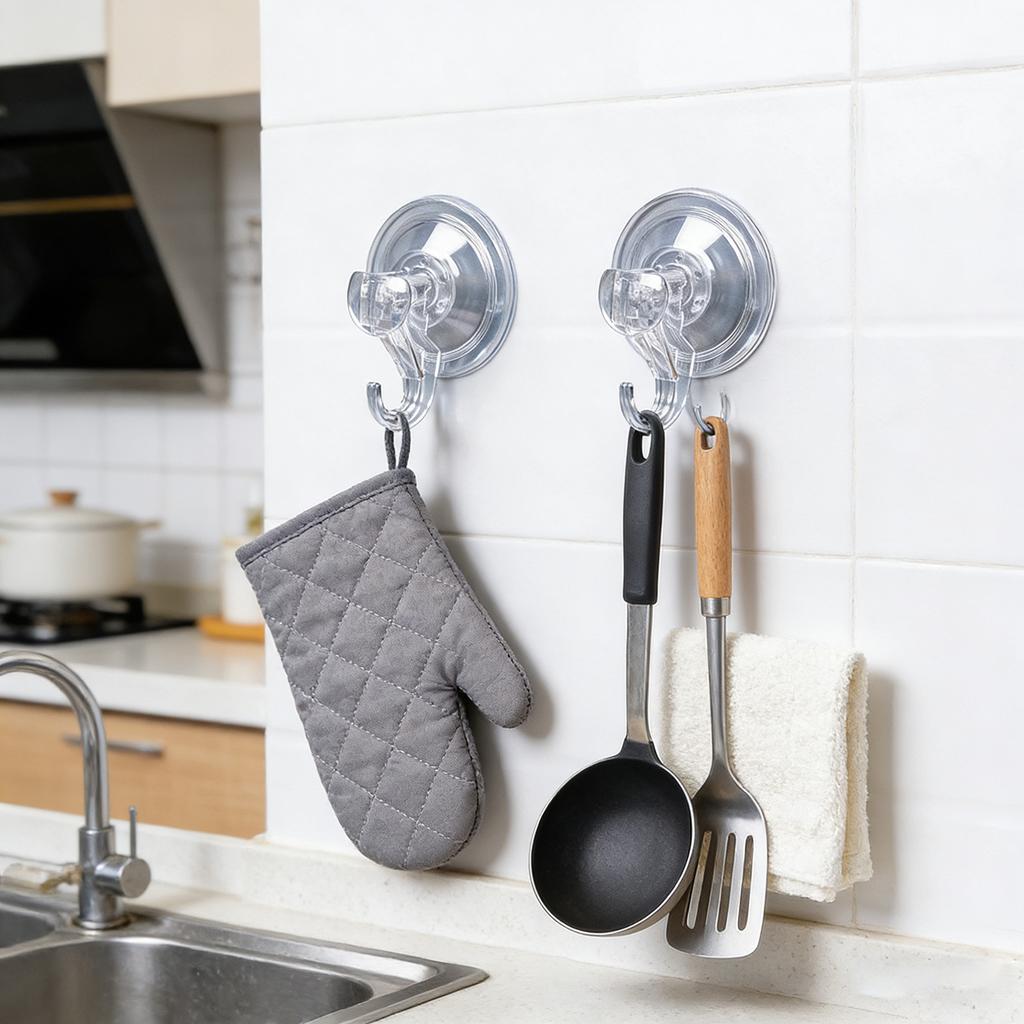 Suction Cup Hook, Transparent And Reusable Heavy-Duty Vacuum Suction Cup Hook, Glass Kitchen Supplies, Bathroom Towel Hook
