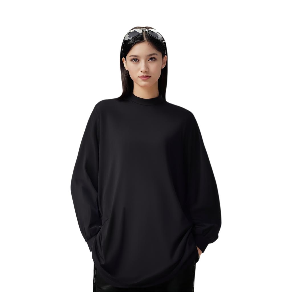 adidas Mock Neck T-Shirt Einfaches Rollkragen Langarm T-Shirt Unisex Oberteile Schwarz IV8228