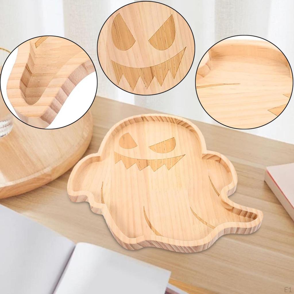 Halloween Board Wooden Serving Tray Fruit Plate Creative Dish Decorative Platter Cutting