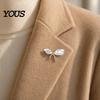 Electroplated Bow Pin Irregular Rhinestone Brooch Pin, White Alloy Lapel Decorative Badge for Clothes Bag Hat Scarf Suit Oxidation Resistant