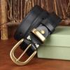 Women's Retro Bronze Buckle Leather Belt: Versatile Genuine Cowhide Pin Buckle in Hong Kong Style