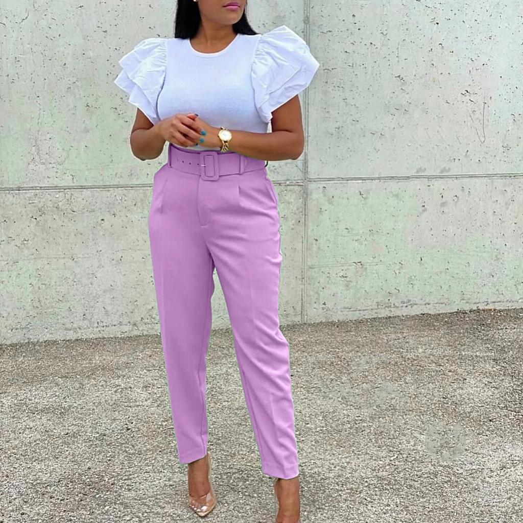 Womens High Waisted Pants Straight Leg Pant Business Work Casual Trousers