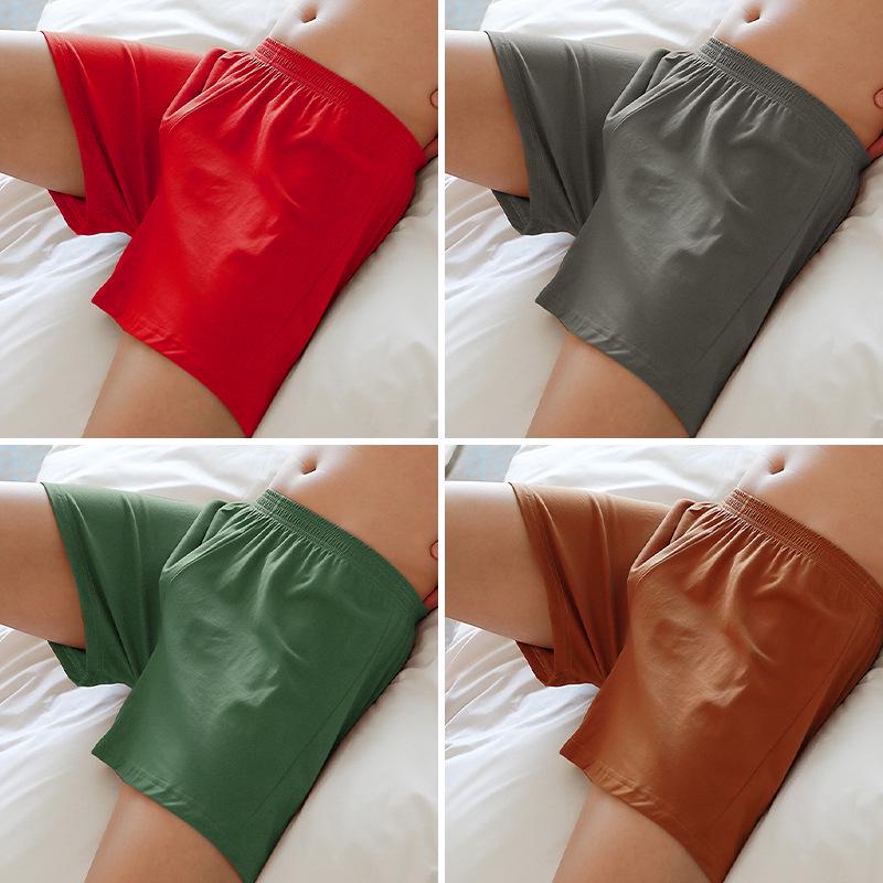 Men's Pure Cotton Loose Boxer Briefs - Summer Solid Color Trendy Four-Cornered Underwear