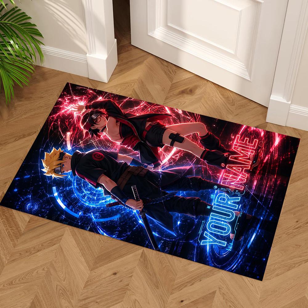 Naruto Character Customize Your Name Floor Rug Office Rug Design for Dining Room Bedrooms Playrooms Dormitory Anti-slip Rug Office Home Decor