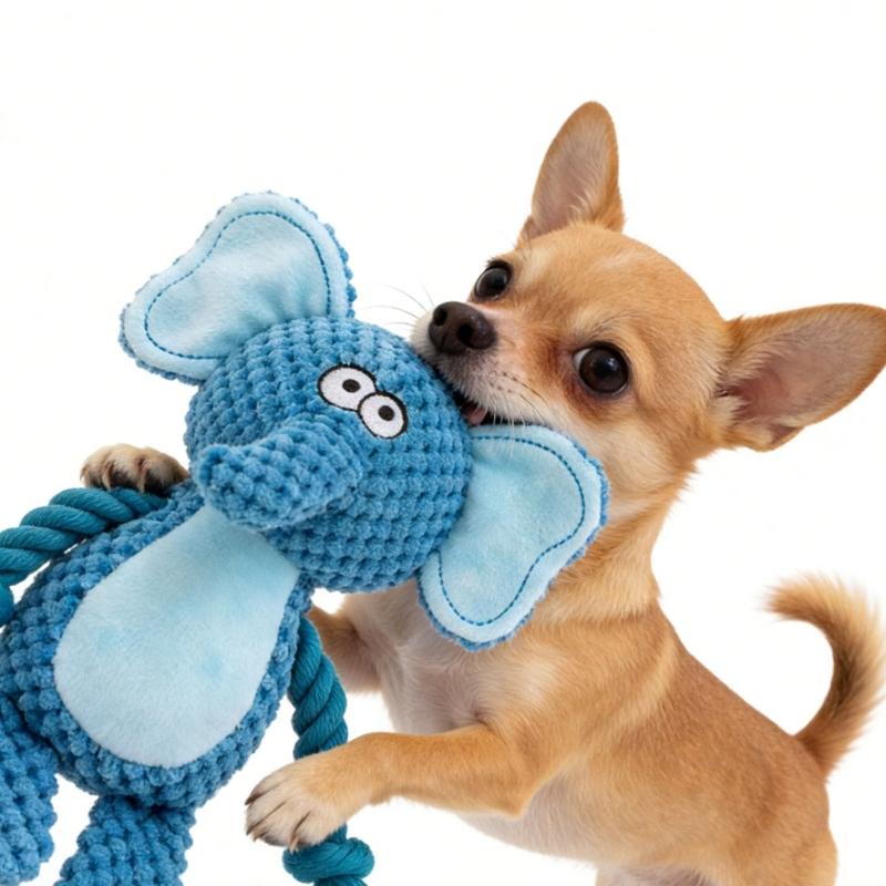 Squeaky Plush Cotton Rope Dog Toy For Interactively Play Teeth Cleaning And Anxieties Relief In Small Media Dog