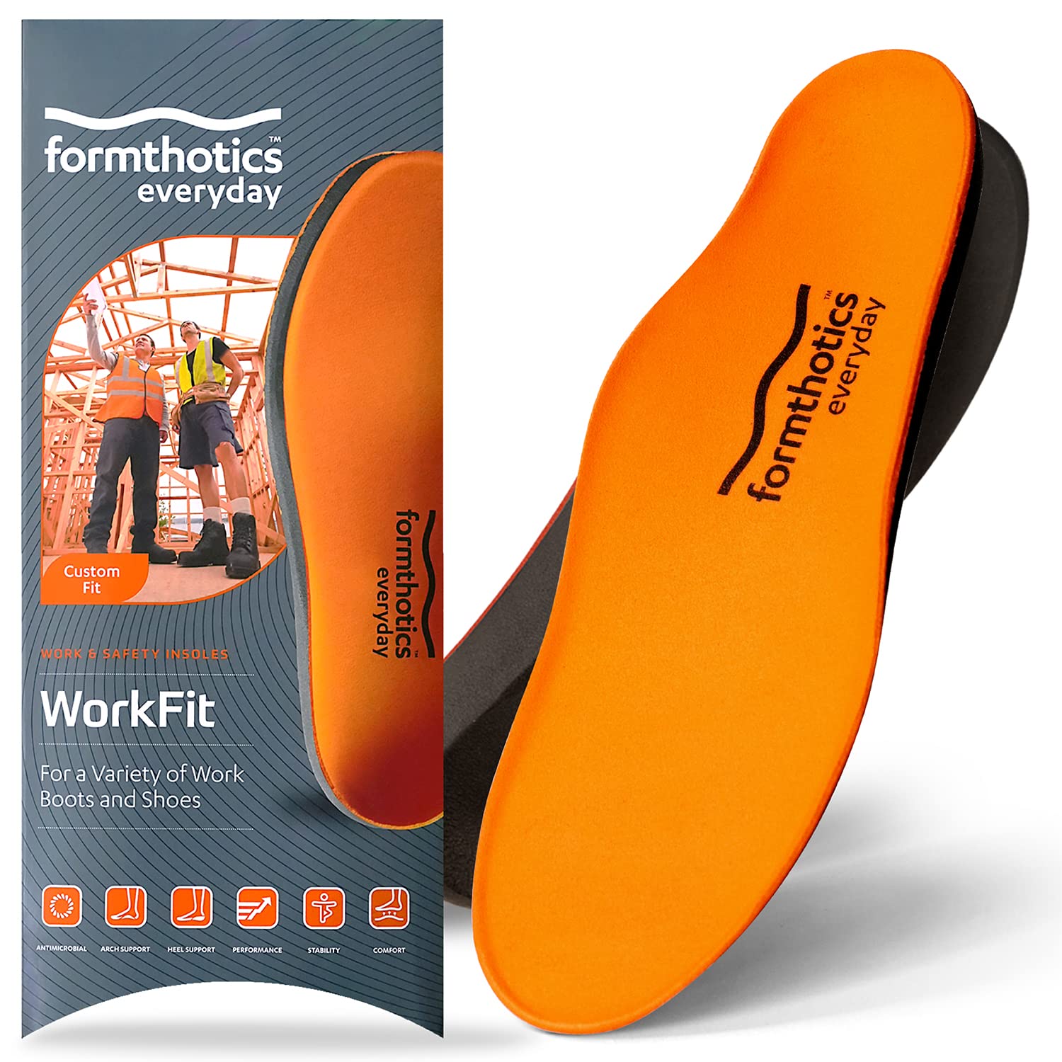 

Стельки Formthotics Everyday Workfit Большие Оранжевые/Угольные