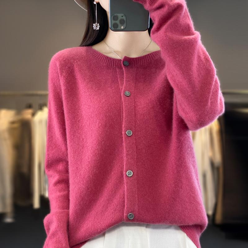 Fashion Women Cardigans Cashmere Sweater Autumn Winter O-neck Long Sleeve Knitwear Female Basic Clothing Tops