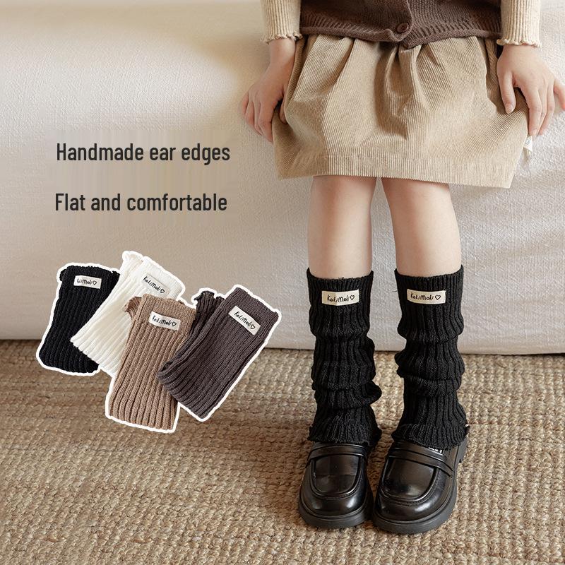 Girls' Ruffle Edge Knitted Leg Warmers - Thickened Scrunch Socks for Autumn & Winter