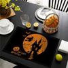 6PC Halloween Pumpkin Black Cat Placemats Festival Kitchen  Linen Dinning Table Mats Bowl Coffee Cup Pads Mats Home Decor