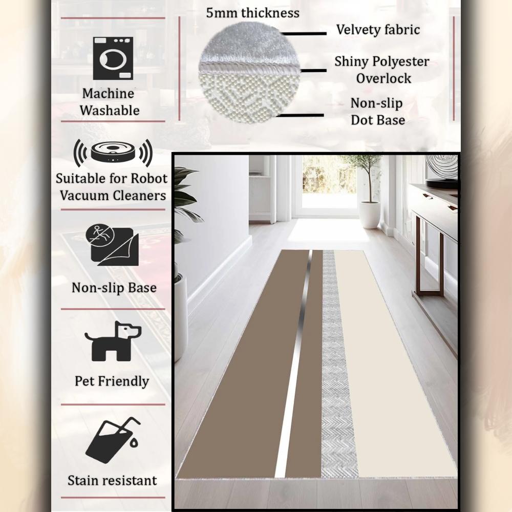 Modern Geometric Patterned Hallway Carpet | Stylish and Elegant Design, Runner Rug, Soft Carpet