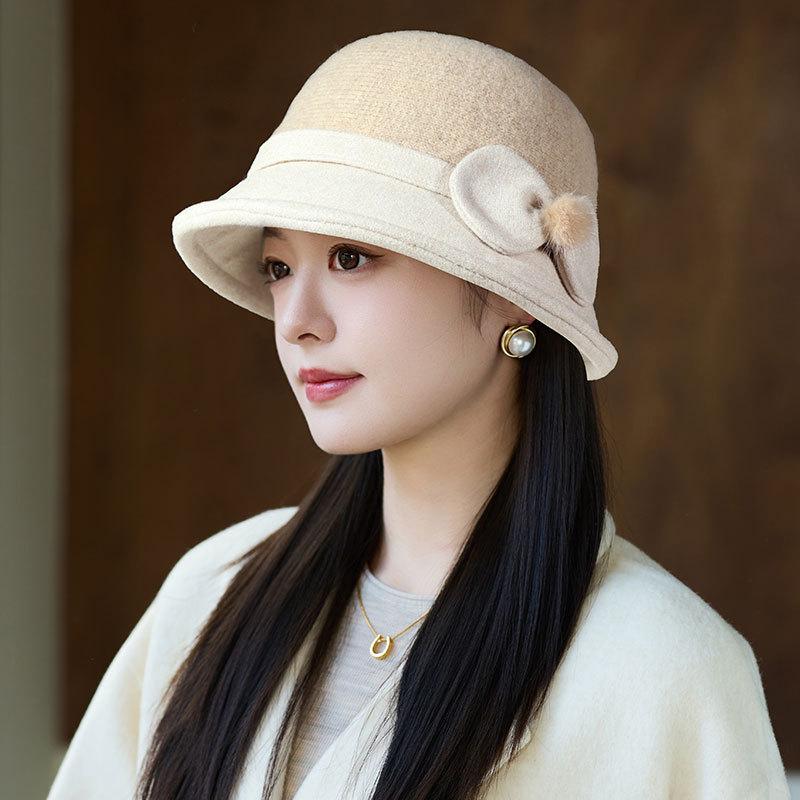 

Модная шерстяная ретро панама осенне-зимняя женская теплая плюшевая шляпа-ведро one size