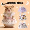 Easy Wear Hamster Outfit Cute Dress, Sweet Floral Heart Fruit Prints, Lace Trim Pet Dress Exquisite with Bow, Small Animals for Squirrel Gerbil Sugar