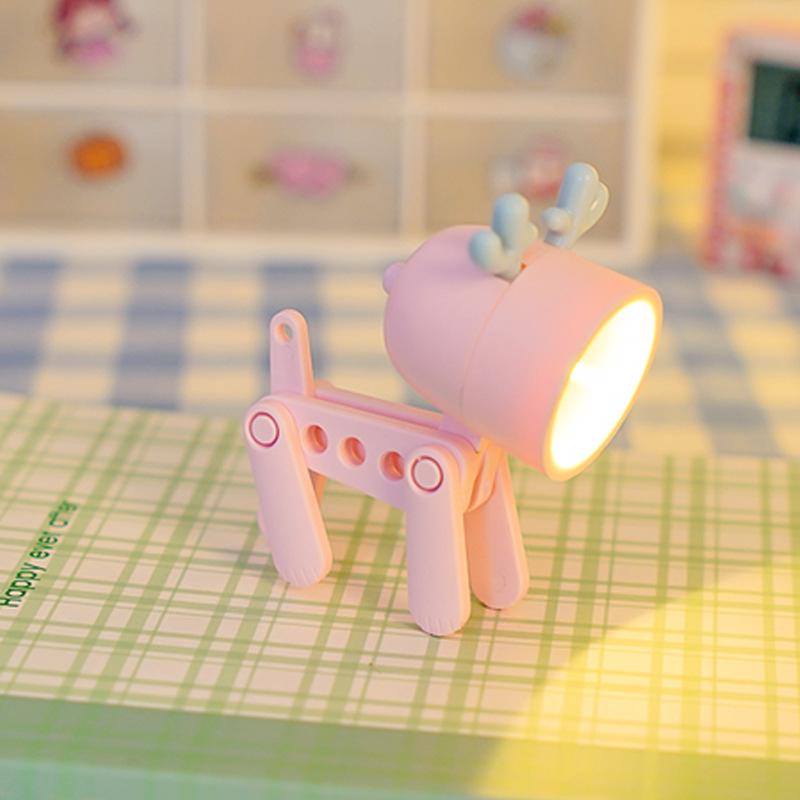 

Мультяшный Универсальный Милый Ночник для Питомца Мини Настольная Лампа для Защиты Глаз Лампа для Чтения в Студенческом Общежитии Little deer розовый