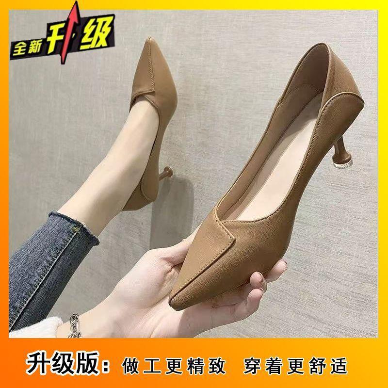 French style not tired feet thin heels women's single shoes 2025 spring and summer new fashion comfortable pointed versatile high heels women