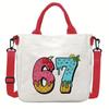 Steal a Brainrot 67 Unicorn Printed Student Crossbody Bag Casual Canvas Shoulder Bags
