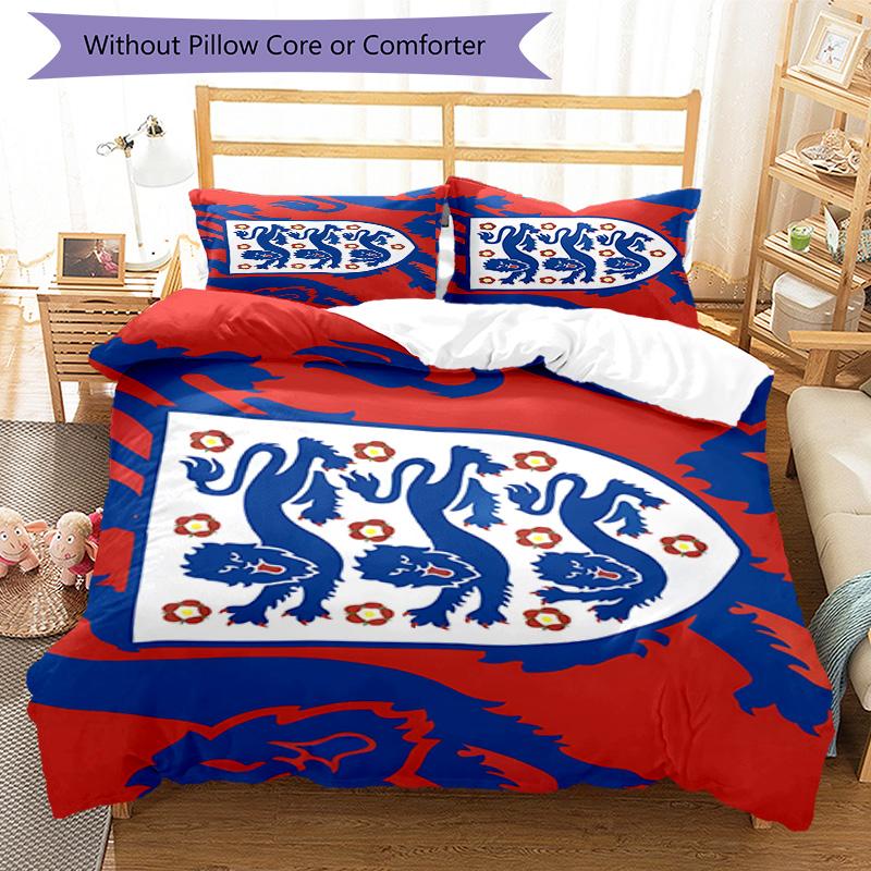 Set Copripiumino con Stampa Stemma Calcio Inghilterra – include 1 copripiumino e 2 federe coordinate Arredo Camera da Letto Regali di Natale