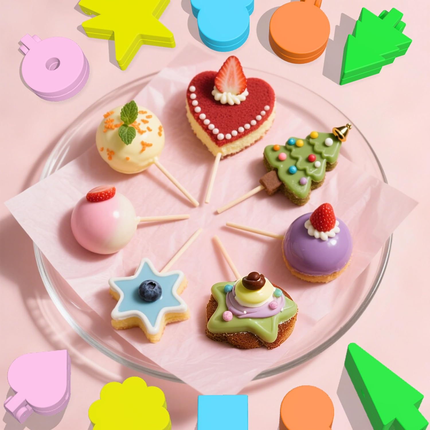 10 PCS Cake Pop Molds Shapes Press Set, Plastic Cake Pop Mold Press with Multiple Shapes, Cake Pop Tools for Baking, Parties, Weddings, Birthdays &