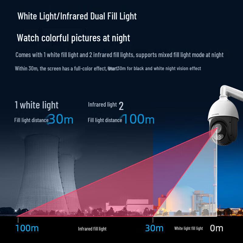 Hikvision 4MP Outdoor PoE Full-Color Night Vision PTZ Dome Camera CN Plug (adapter Included)