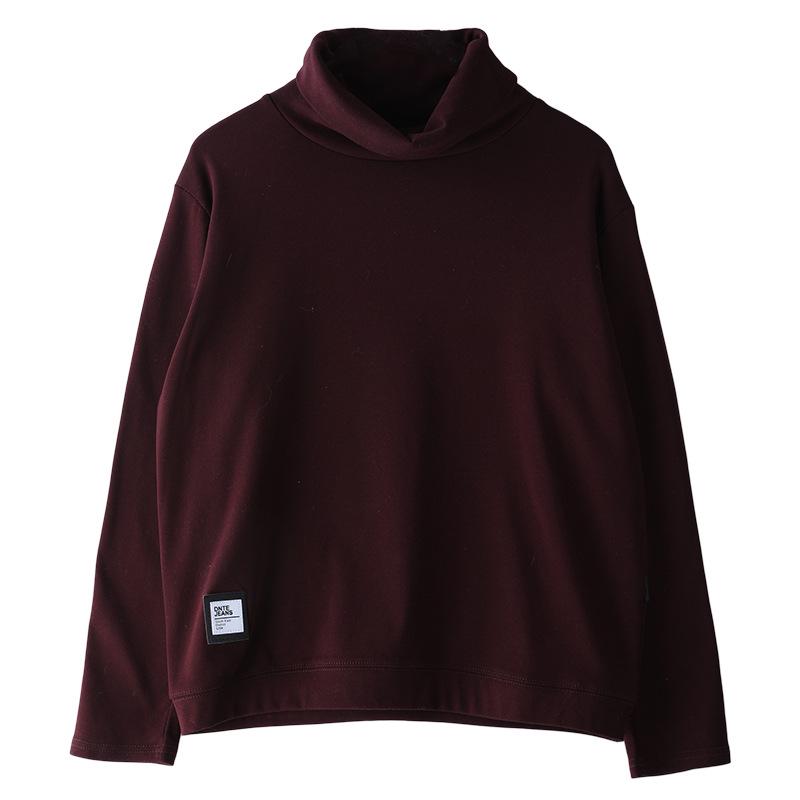 Women's High Neck Fleece-Lined Loose Long Sleeve T-shirt - 2024 Trendy Autumn/Winter Korean Style