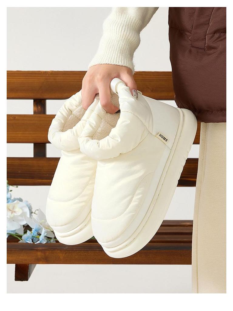 Damen Wasserdichte Daunenslipper - Warm, Weich, Dicke Sohle, Plus Samt für Herbst/Winter Heimgebrauch