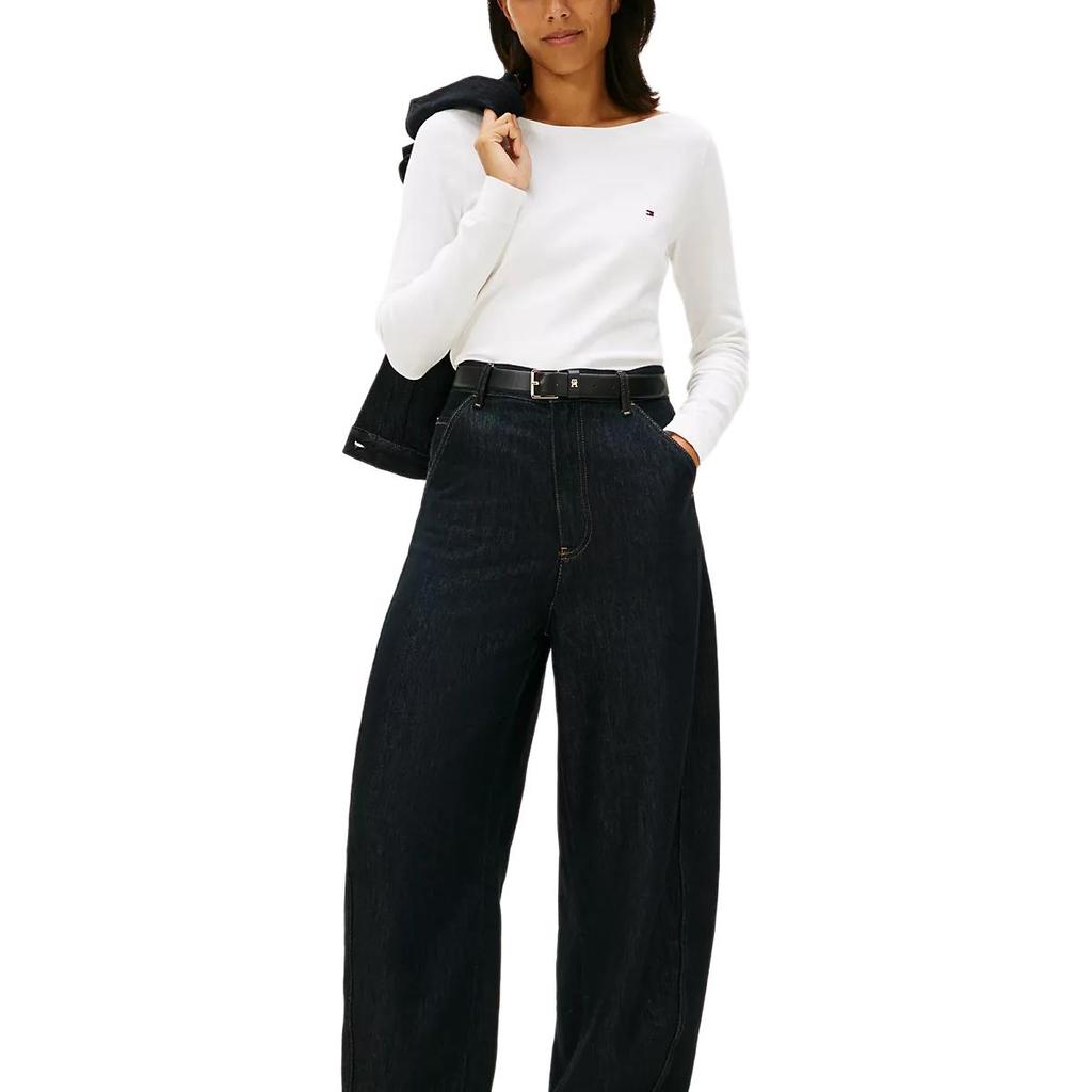 Tommy Hilfiger Soft Breathable Boat Neck Long Sleeve Sweater Women Sweater XW07744-YBL