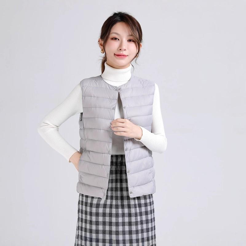 Womens Lightweight Duck Down Vest Sleeveless Puffer Gilet Warm Inner Layer Slim Fit Short Coat