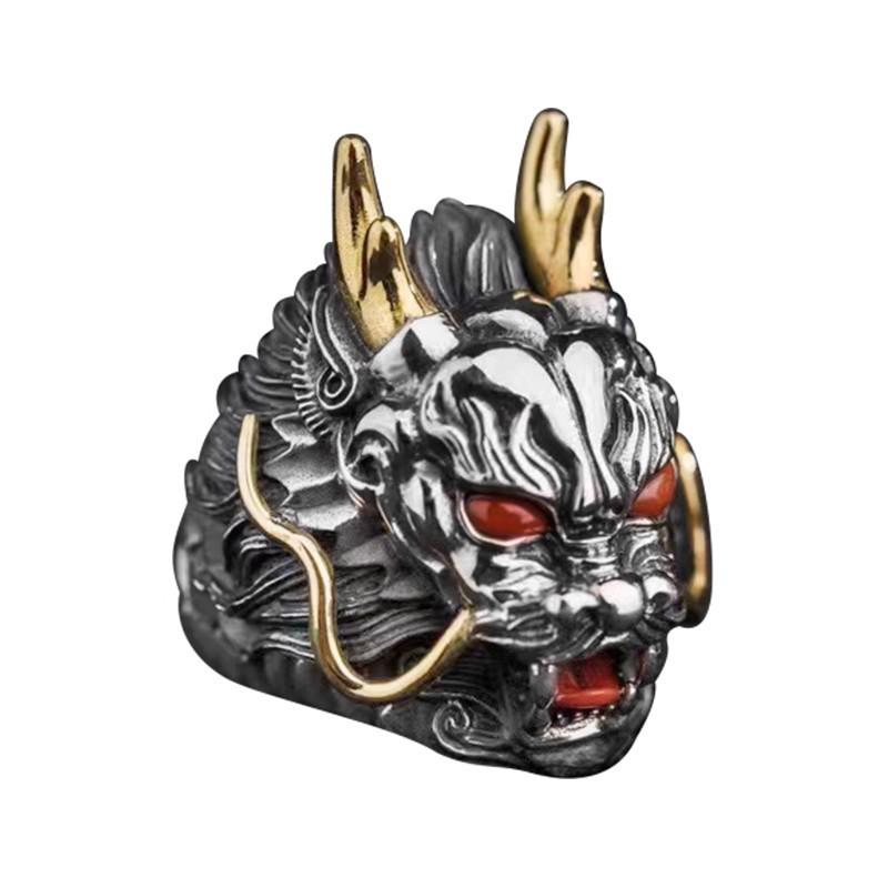 Męski Modny Retro Pierścień Boskiego Smoka – Ręcznie Robiony, Luksusowy Dodatek na Palec Wskazujący
