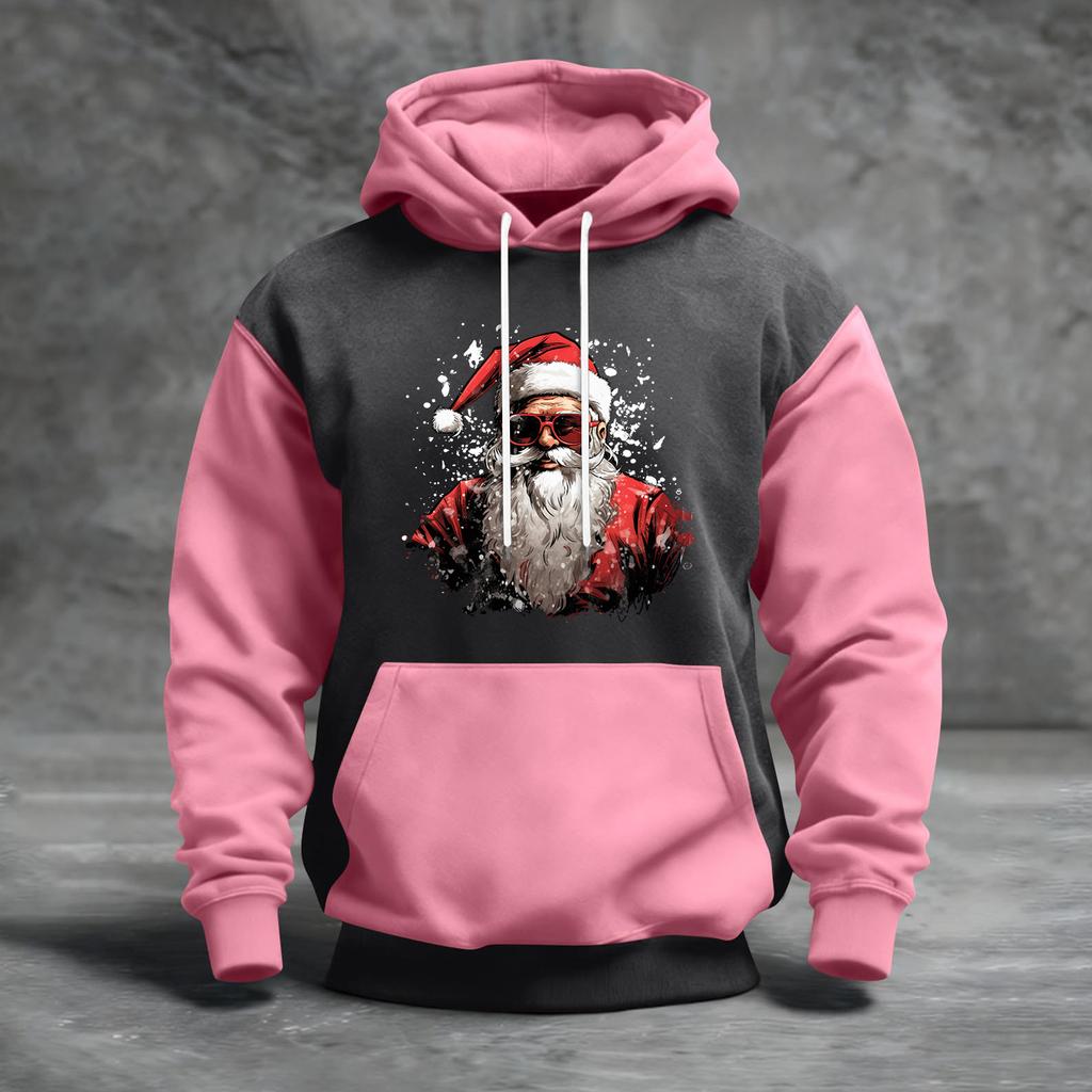 Herren Weihnachten Print Colorblock Kapuzenpullover Lässig Sport Komfort Sweatshirt