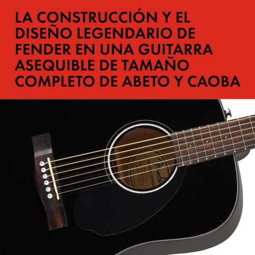 Fender CD-60S Dreadnought Acoustic Guitar with Walnut Fingerboard, Black, includes soft case