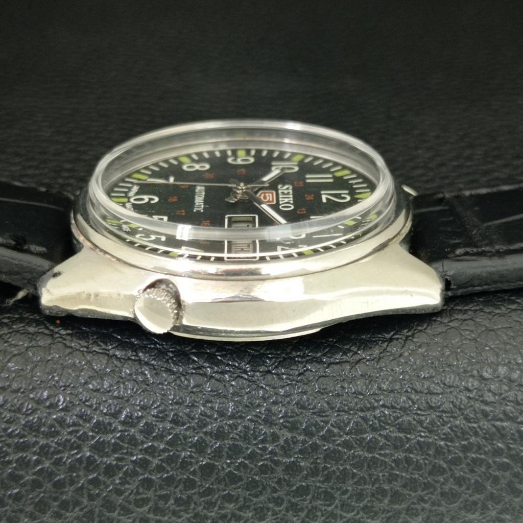 VINTAGE SEIKO 5 AUTOMATIC 7019A JAPAN MENS GREEN COLOR DIAL WATCH a708528-1