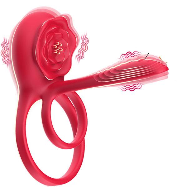 Rose Cock Ring Vibrator Penis Sleeve Sucking Stimulator APP Remote Control,G Spot Clitoral Vibrator Adult Erotic Products
