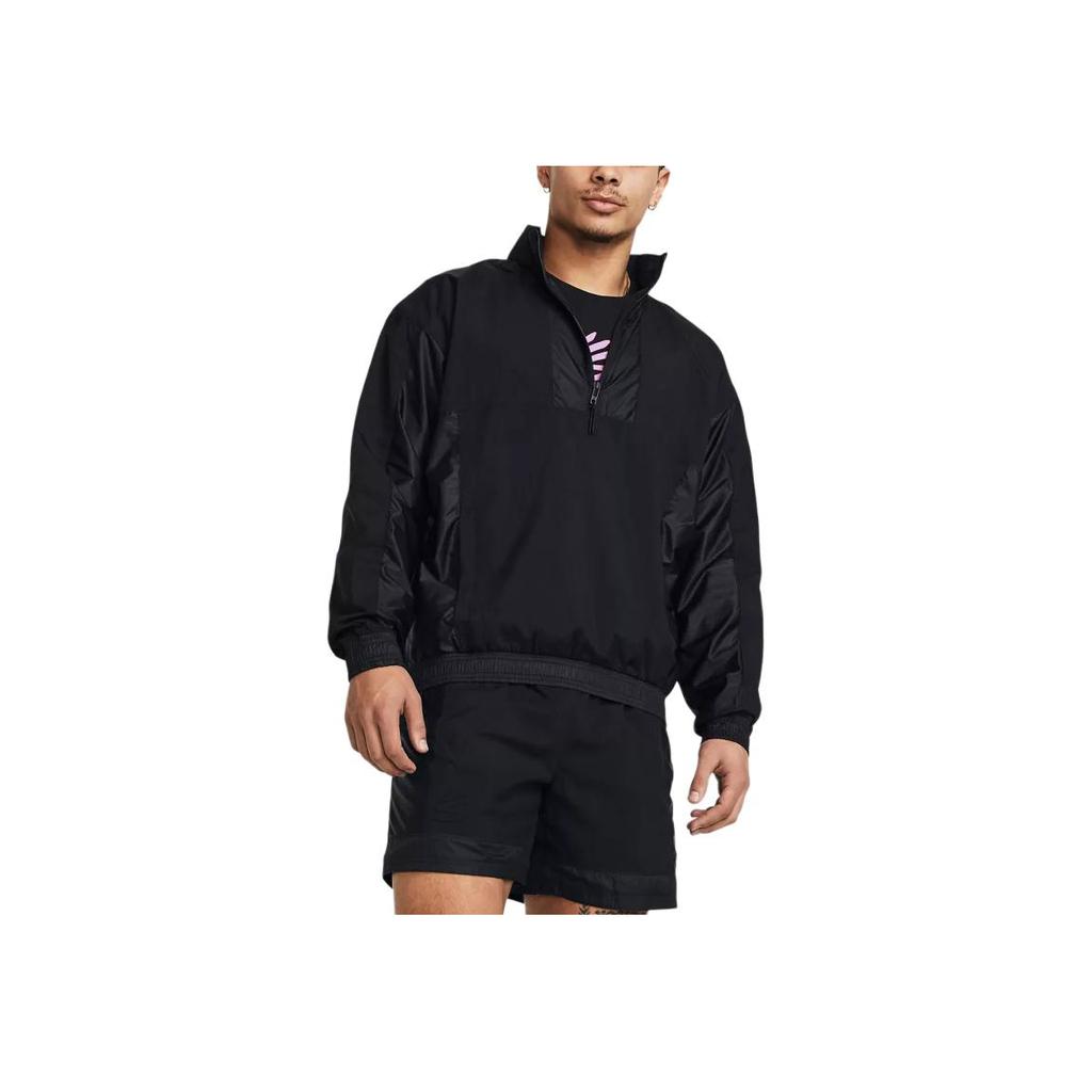 Under Armour Solid Color Casual Basketball Woven Hooded Jacket Men Jackets Black 1383372-001