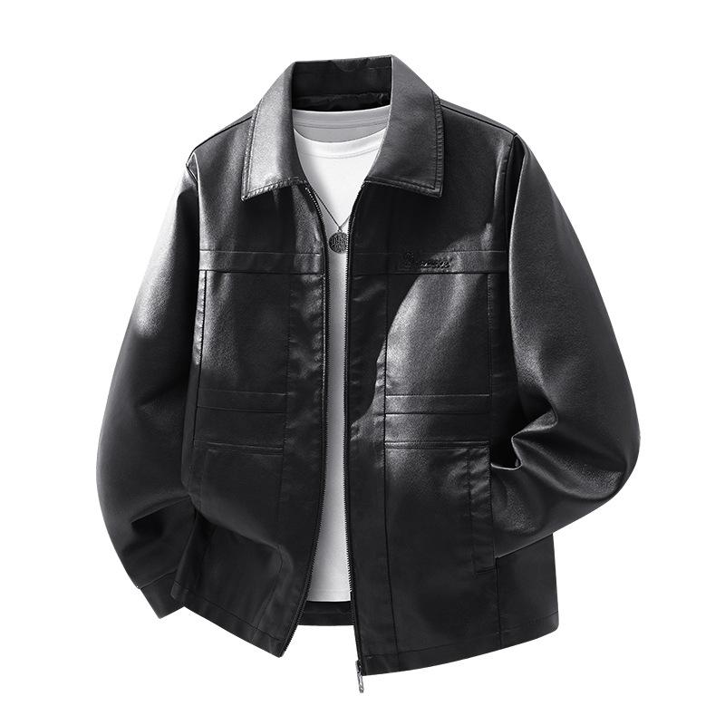 Spring and Autumn Men's Slim Leather Jacket New Men's Leather Jacket Large Size Leather Jacket Men's Thin