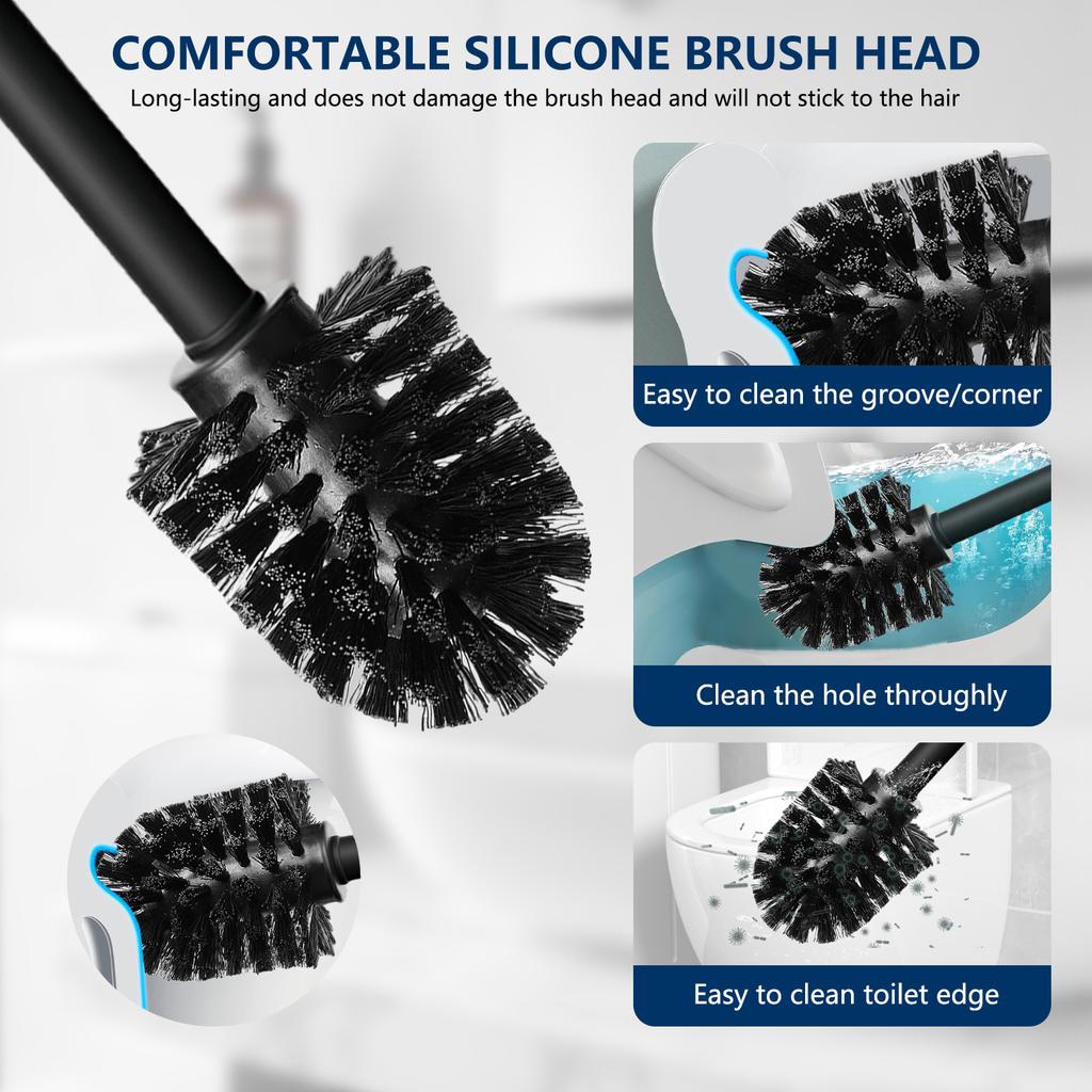 Toilet Brush and Holder Set Freestanding Stainless Steel Toilet Bowl Brush Square Deep Cleaning for Bathroom Storage Organizatio