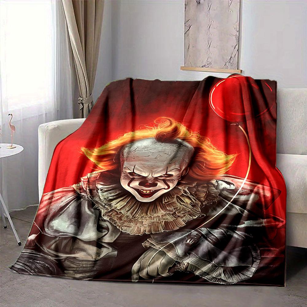1 Stück It "Clown" Flanell-Kuscheldecke - HD-Druck Leicht Weich Warm Ganzjahresdecke für Sofa, Bett, Reisen, Camping 014