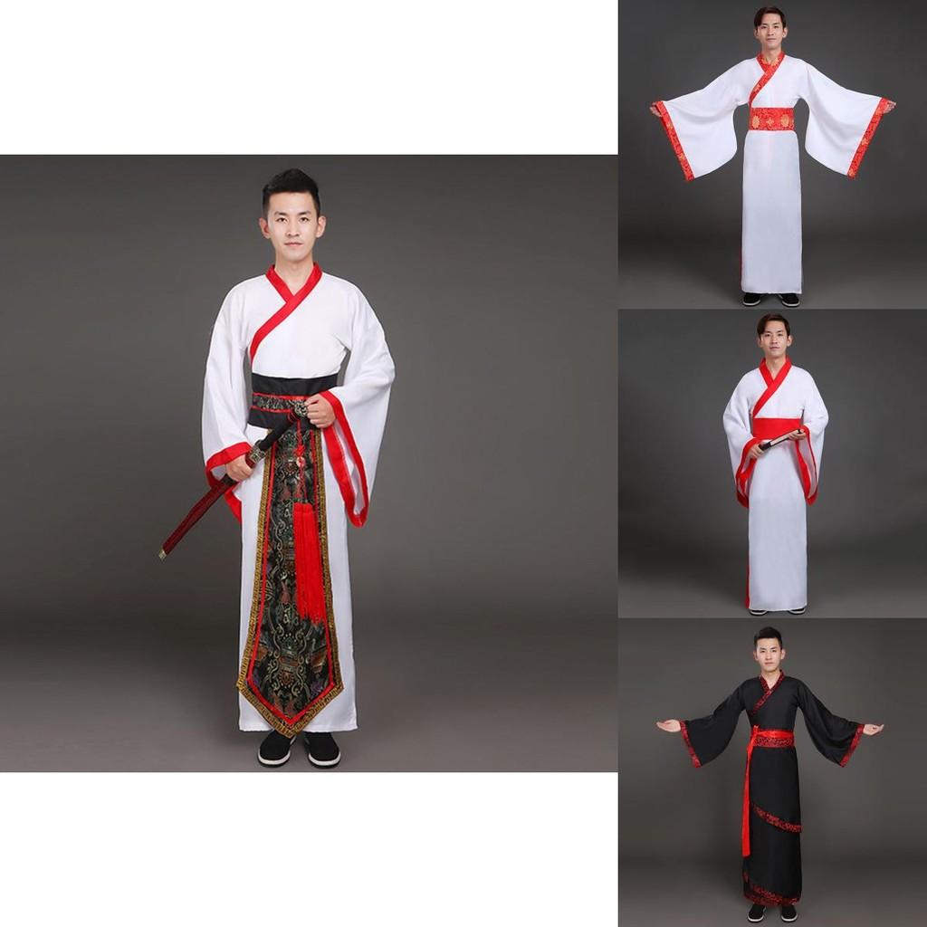 Breathtaking Black And White Tang Dynasty Hanfu Robe For Men Of All Sizes