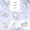 925 Silver Shine Zircon Ring Original Stone Multi Layer Wide Rings For Women Fine Jewelry Wedding Party Gift